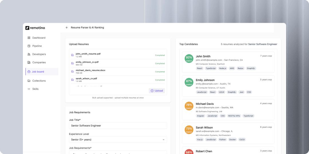 Resume parser + AI ranking demo